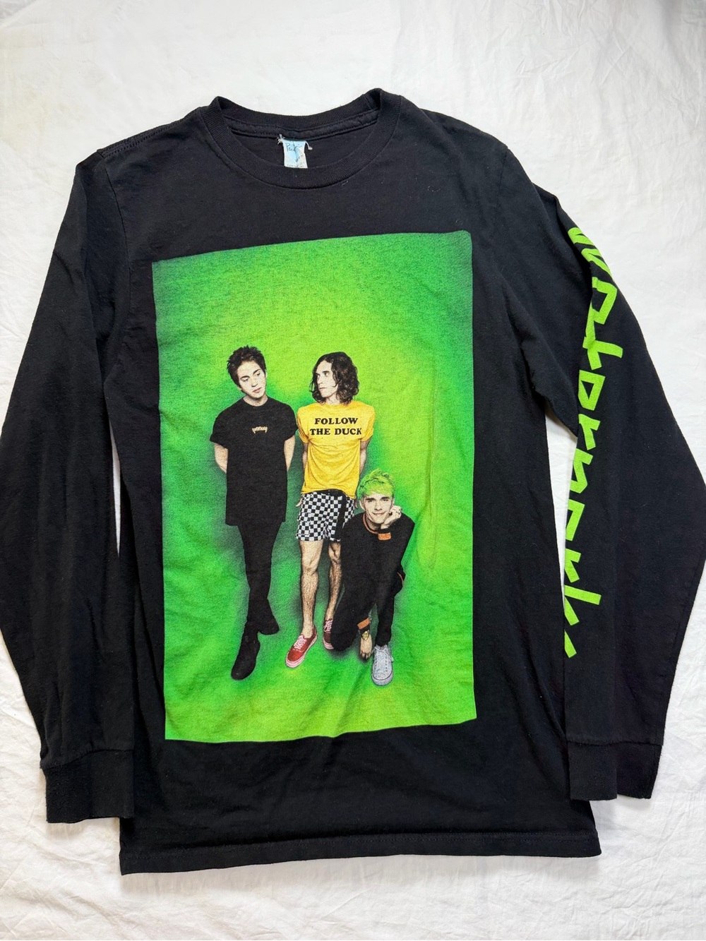 Pacifica Black Long Sleeve Tee with Neon Green Band Graphic